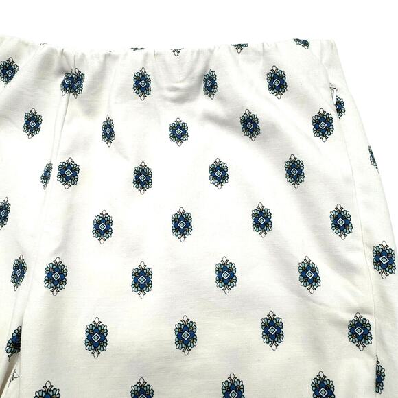 J. JILL Women's 18 White Blue Floral Boho Essential Cotton Stretch Pull On Pants - Picture 2 of 11